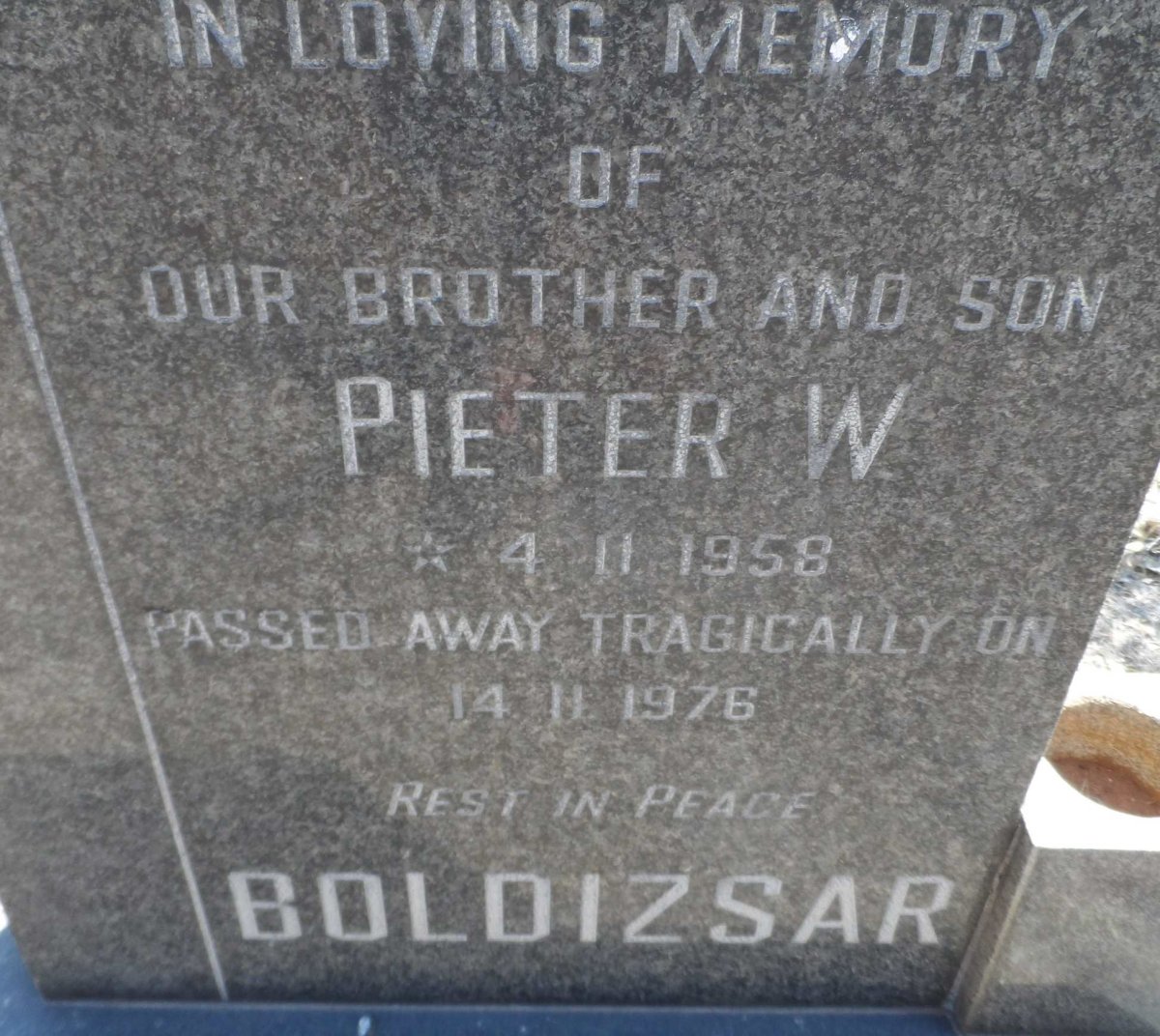 BOLDIZSAR Peter W. 1958-1976