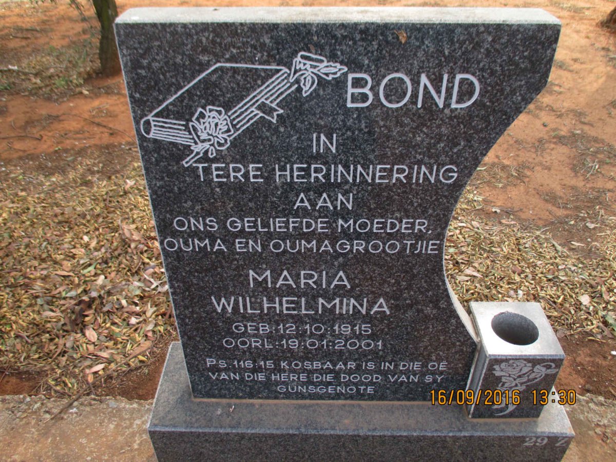 BOND Maria Wilhelmina 1915-2001