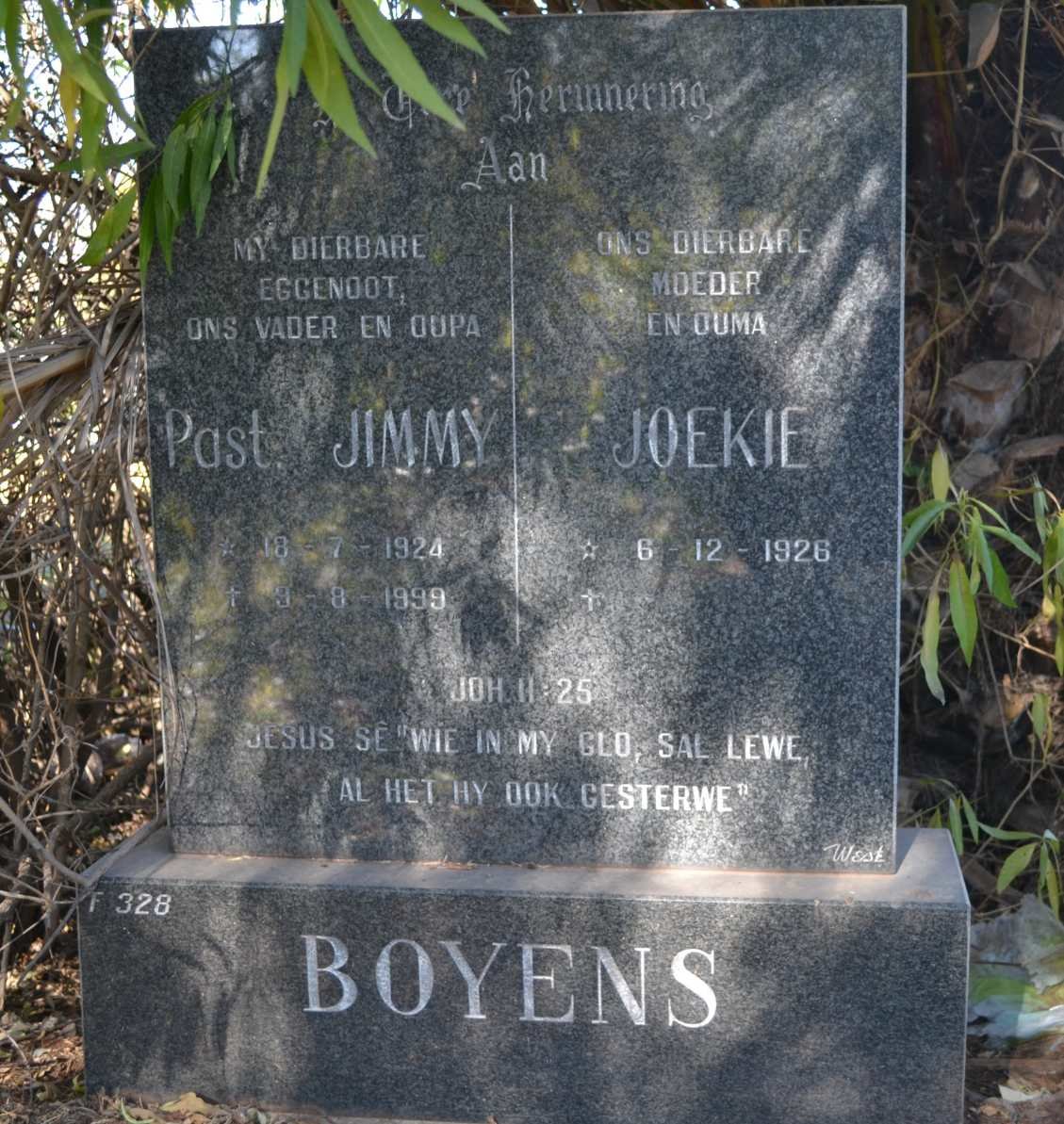 BOYENS Jimmy 1924-1999 &amp; Joekie 1926-