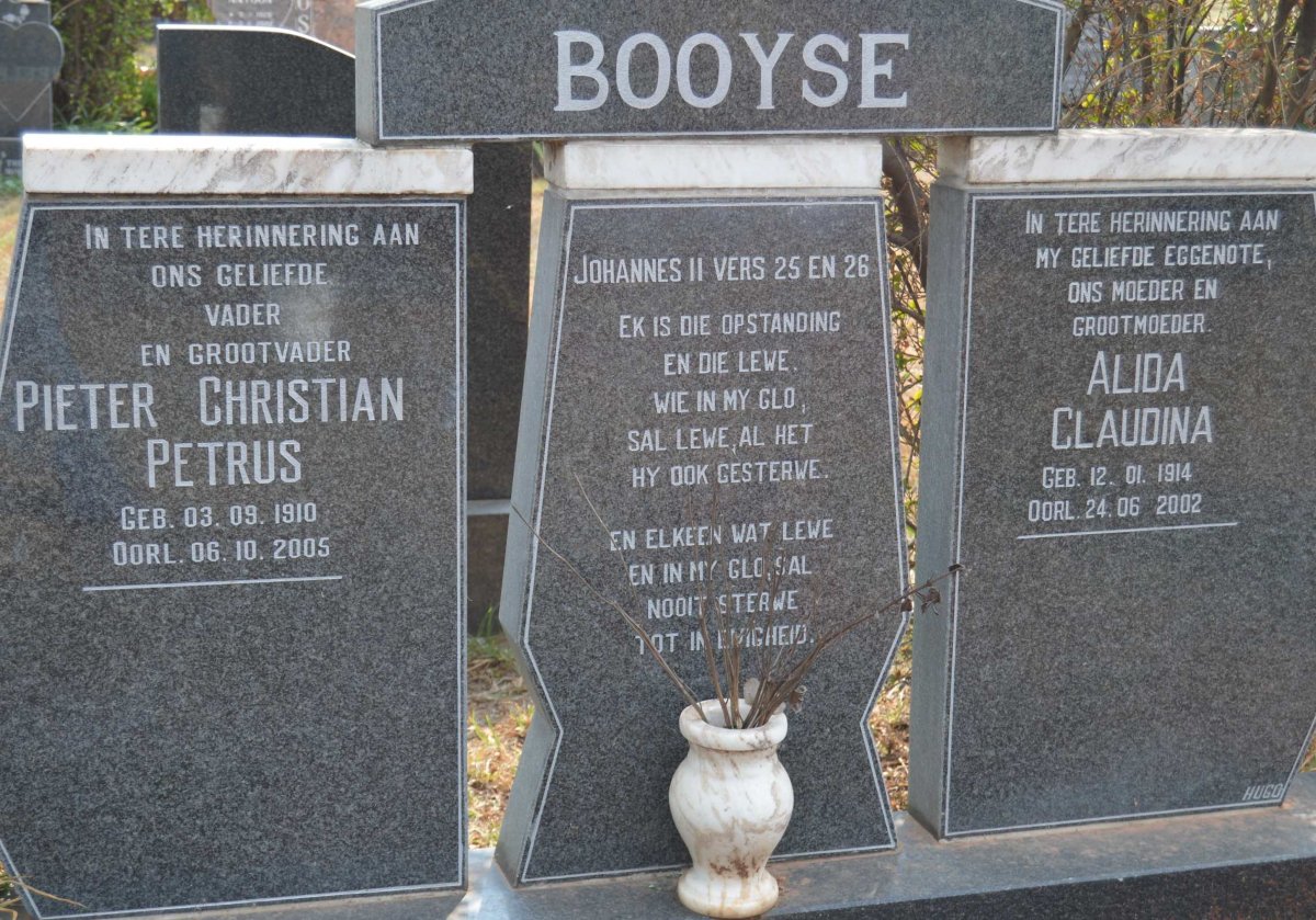 BOOYSE Pieter Christian Petrus 1910-2005 &amp; Alida Claudina 1914-2002