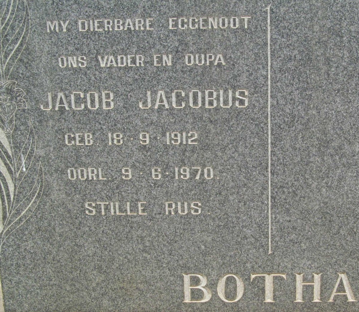 BOTHA Jacob Jacobus 1912-1970