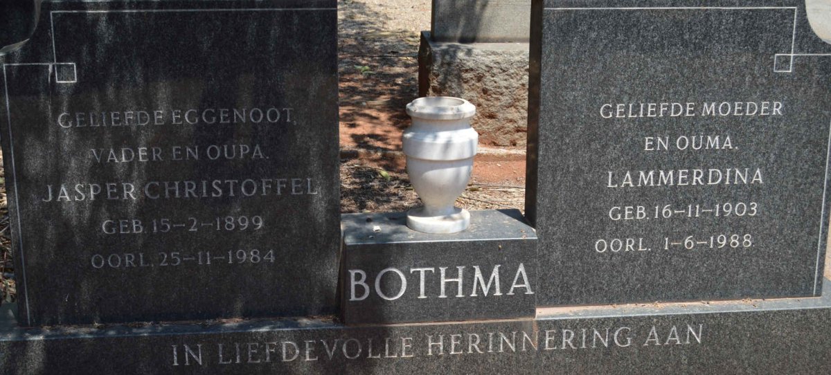 BOTHMA Jasper Christoffel 1899-1984 &amp; Lammerdina 1903-1988