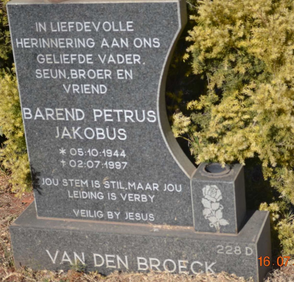 BROECK Barend Petrus Jakobus, van den 1944-1997