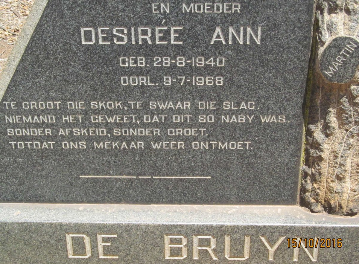BRUYN Desirée Ann, de 1940-1968