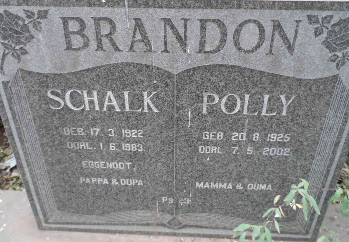 BRANDON Schalk 1922-1983 &amp; Polly 1925-2002