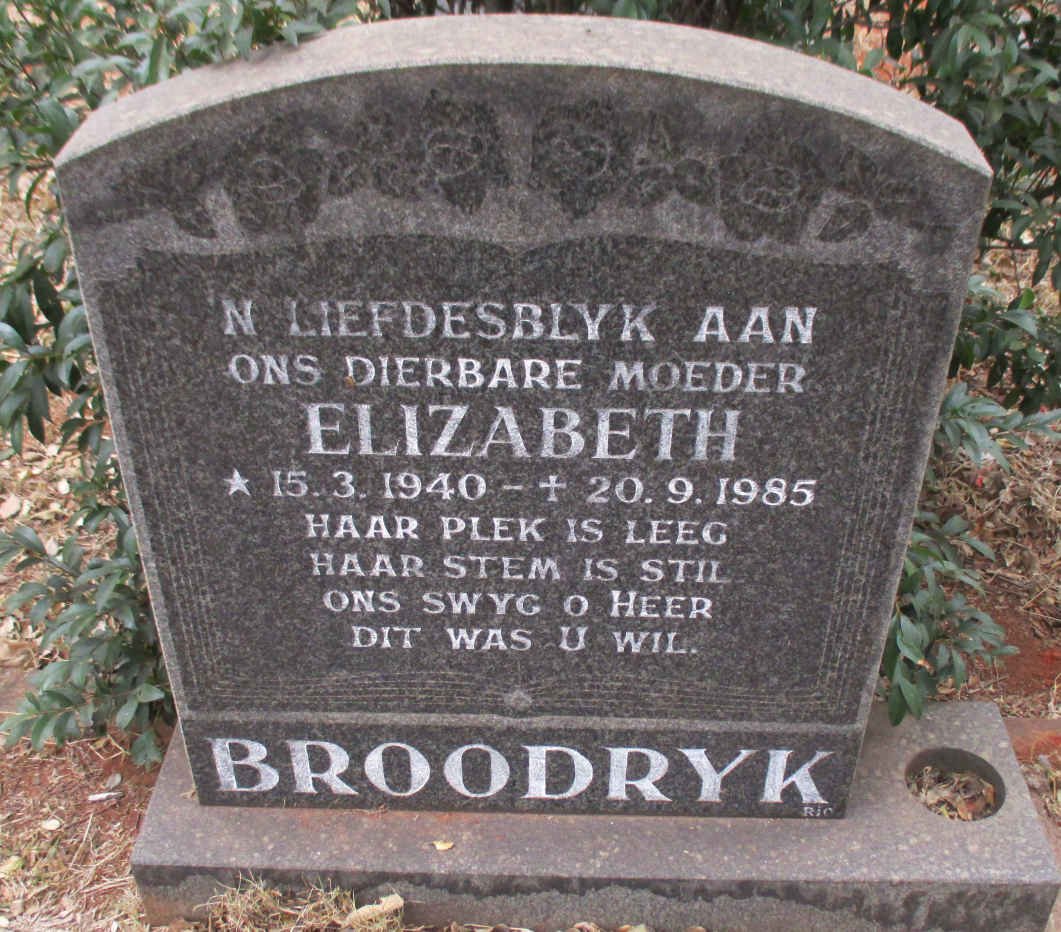 BROODRYK Elizabeth 1940-1985