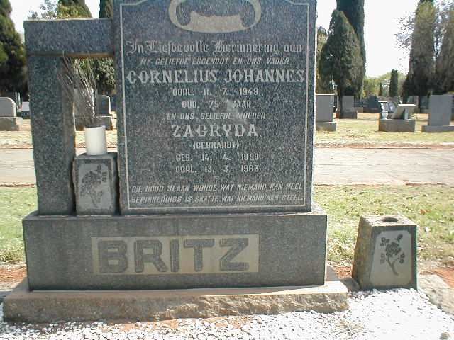 BRITZ Cornelius Johannes -1949 &amp; Zagryda GEBHARDT 1890-1963