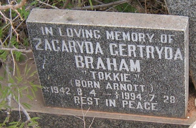 BRAHAM Zagaryda Gertryda nee ARNOTT 1942-1994