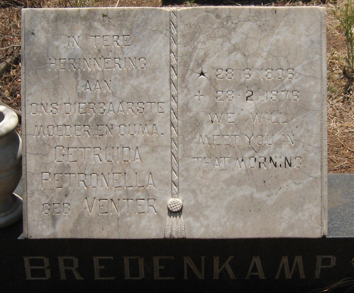 BREDENKAMP Getruida Petronella nee VENTER 1906-1976