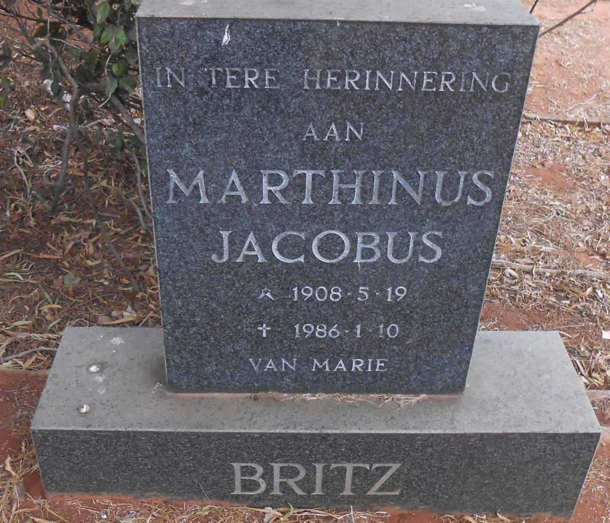 BRITZ Marthinus Jacobus 1908-1986