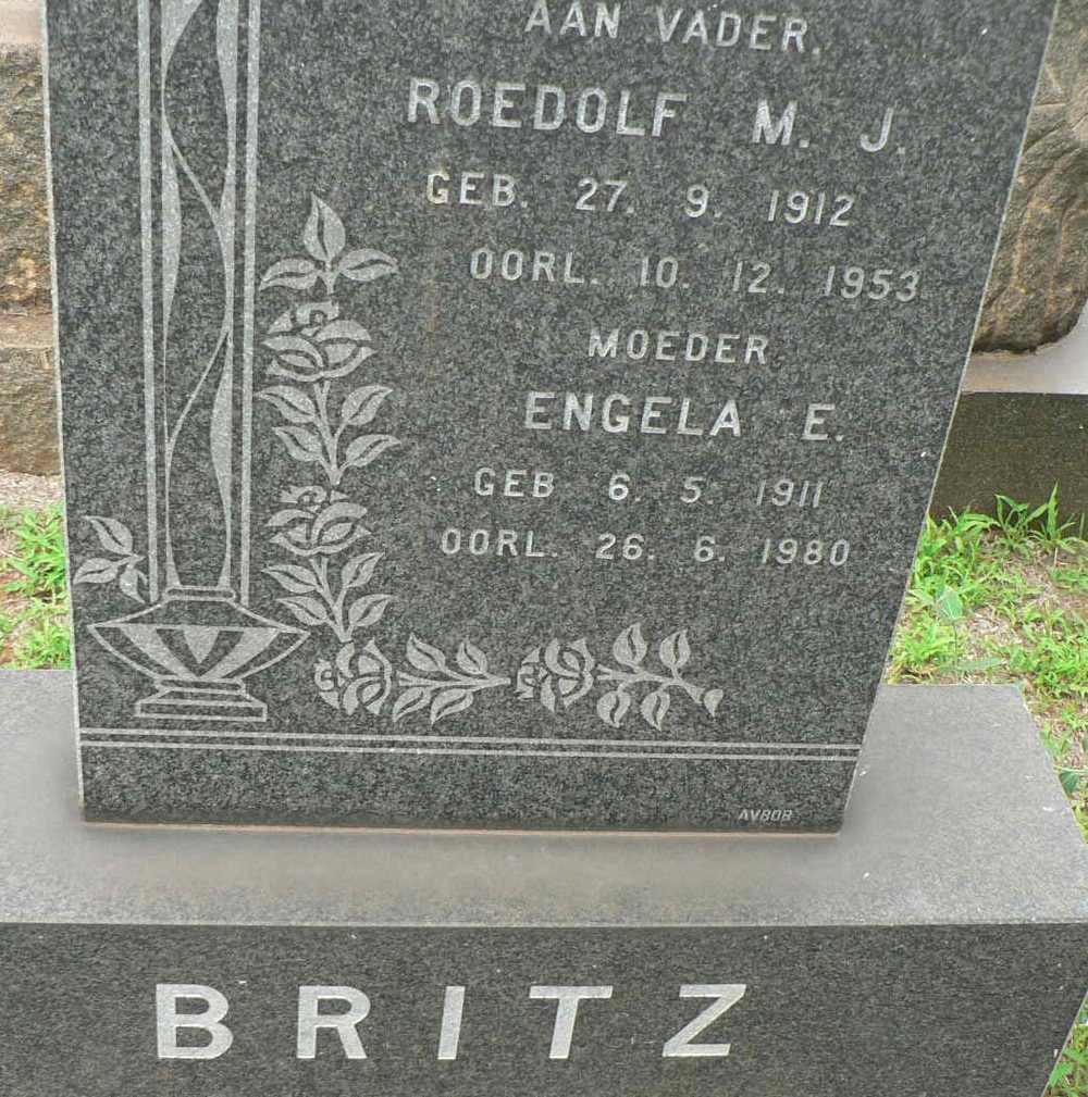 BRITZ Roedolf M.J. 1912-1953 &amp; Engela  E. 1911-1980