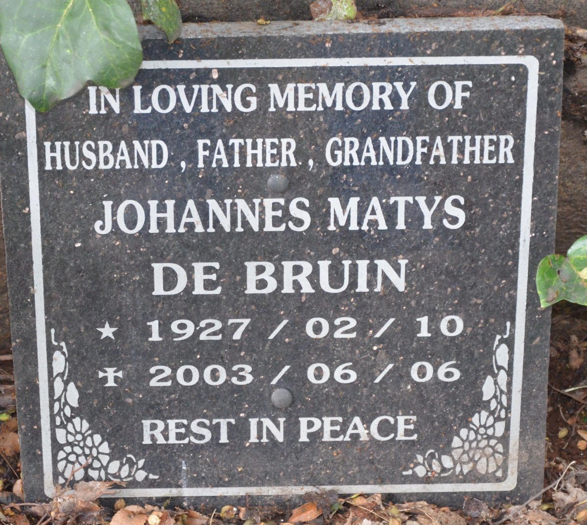 BRUIN Johannes Matys, de 1927-2003