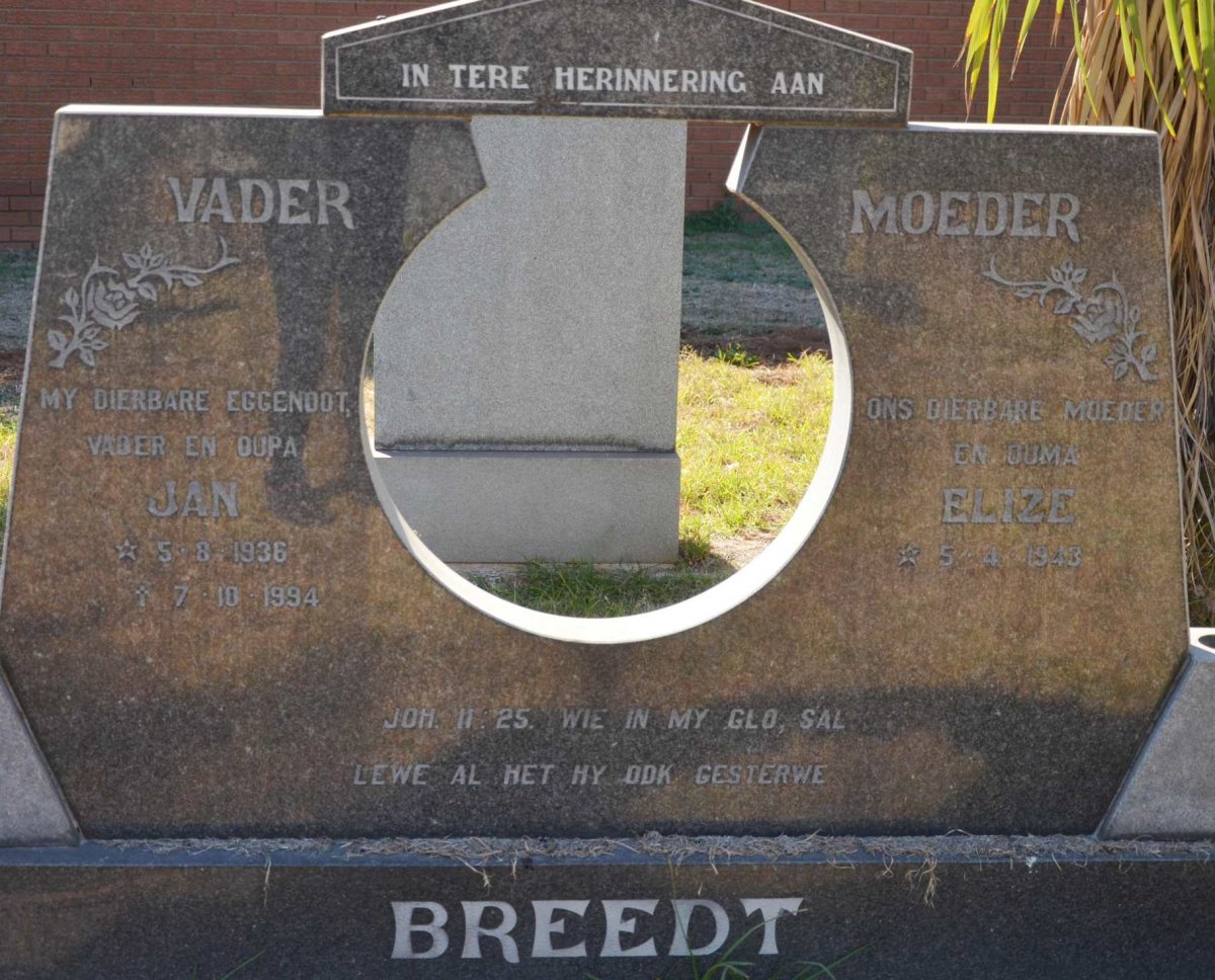 BREEDT Jan 1936-1994 &amp; Elize 1943-