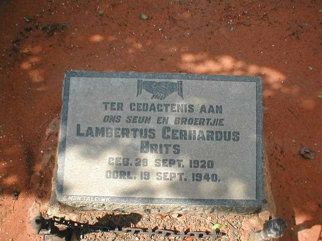 BRITS Lambertus Gerhardus 1920-1940