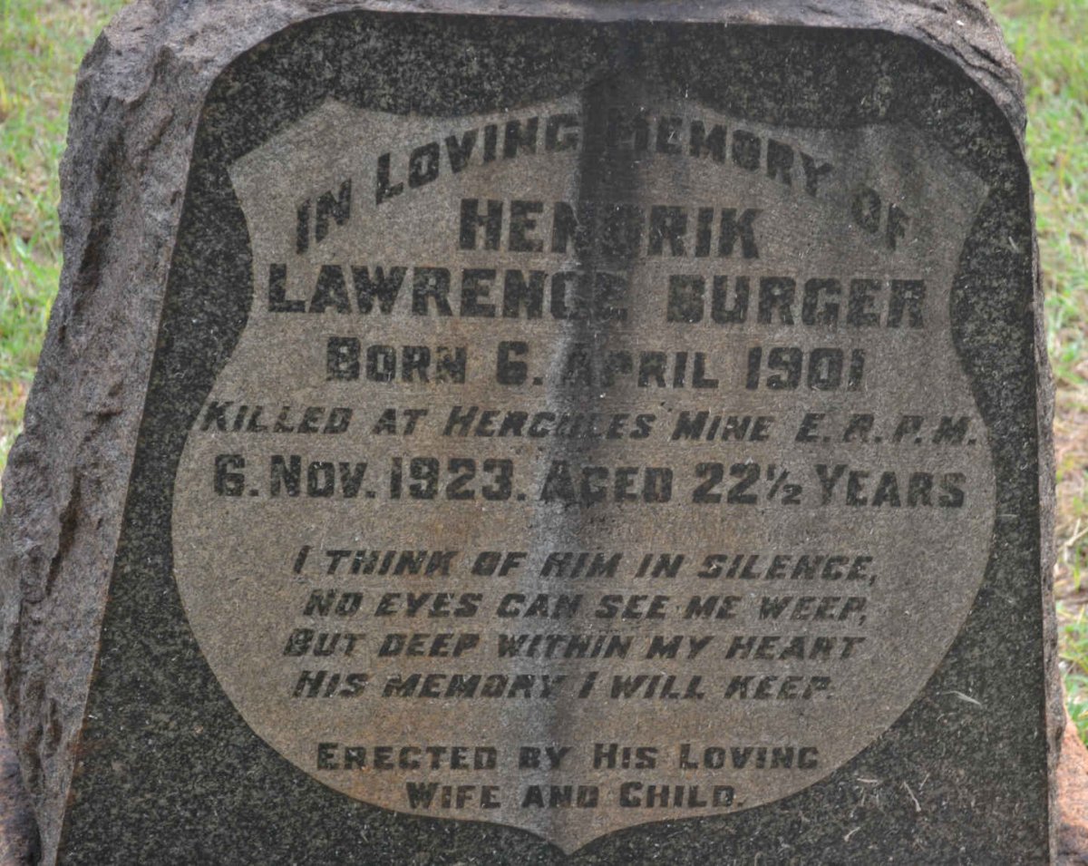 BURGER Hendrik Lawrence 1901-1923