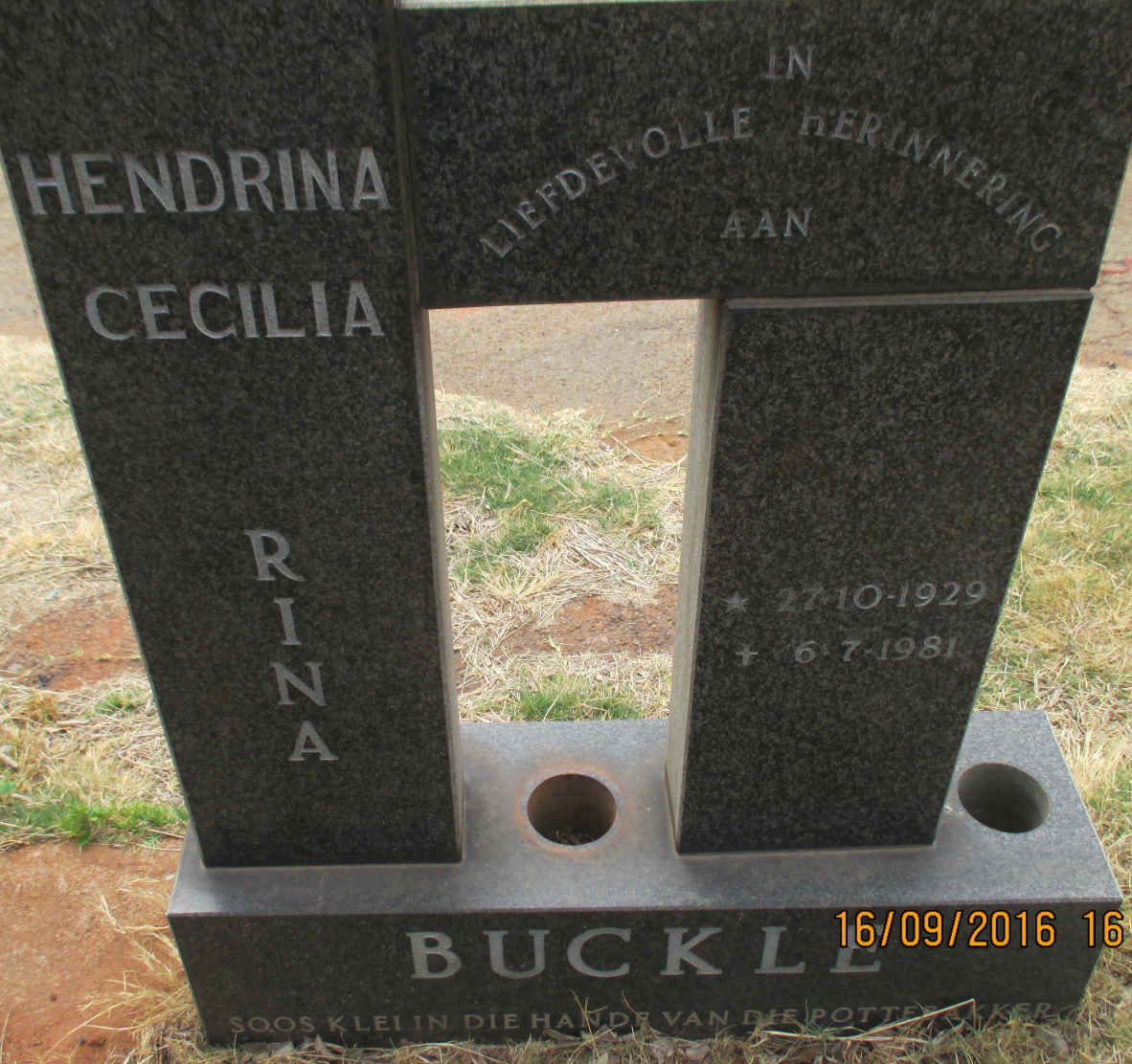 BUCKLE Hendrina Cecilia 1921-1981