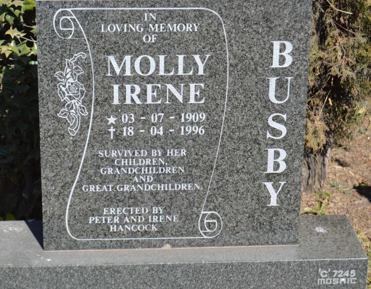 BUSBY Molly Irene 1909-1996