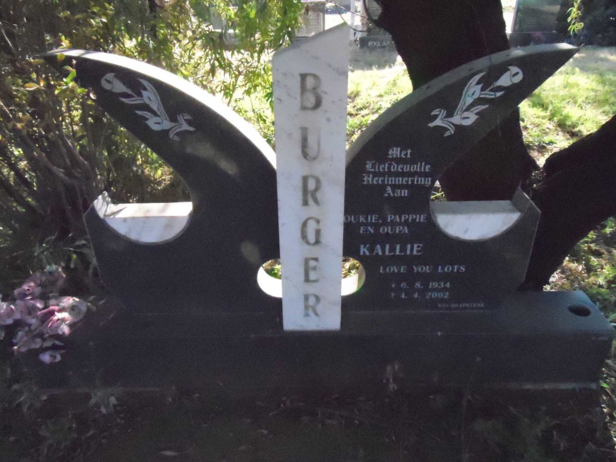 BURGER Kallie 1934-2002
