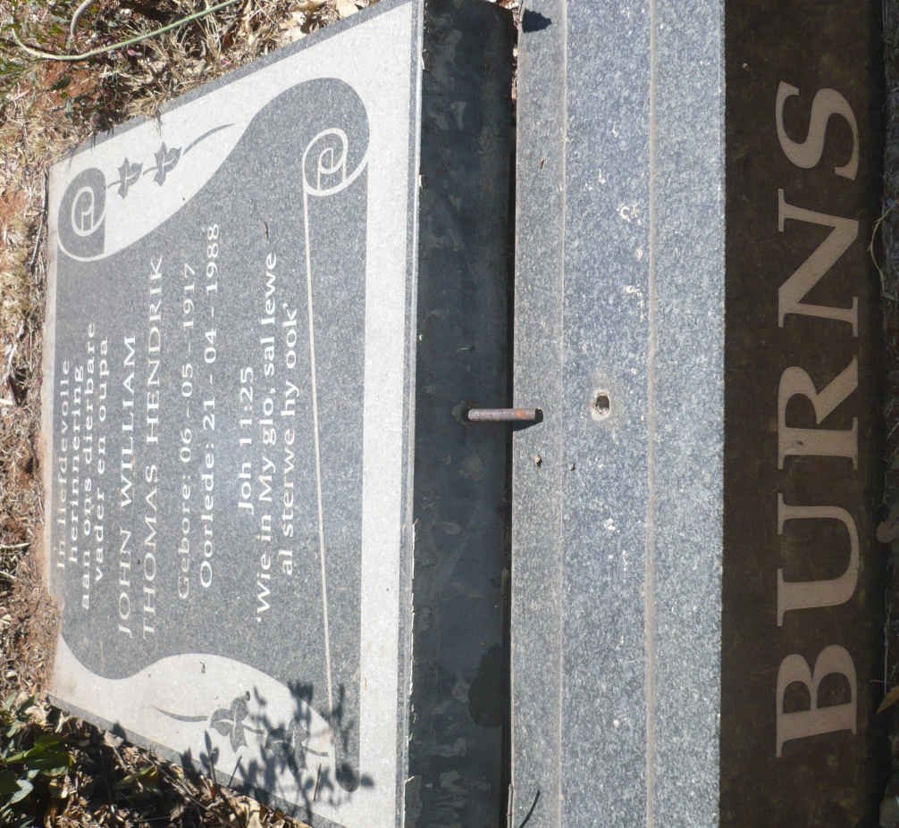 BURNS John William Thomas Hendrik 1917-1988