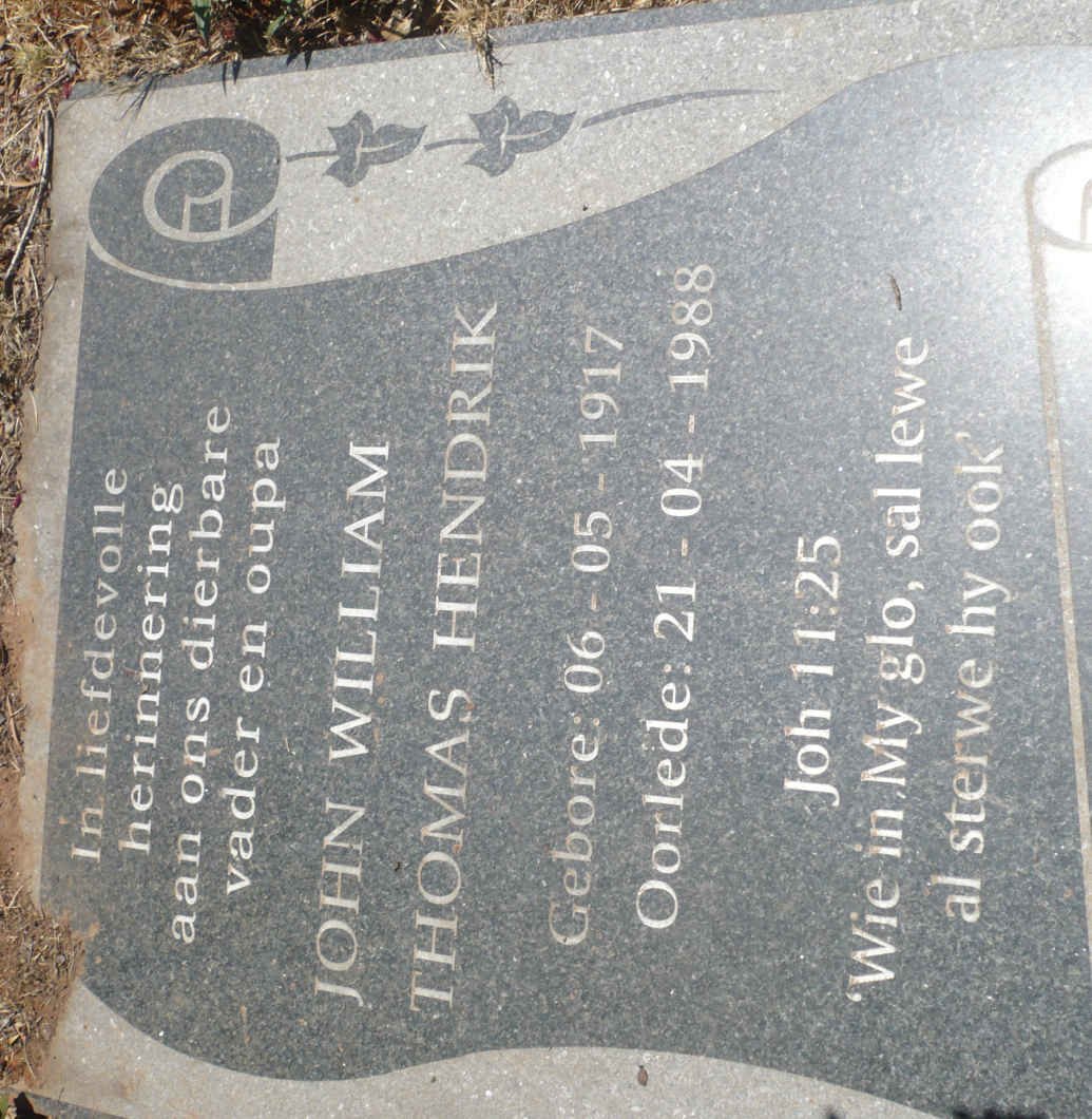 BURNS John William Thomas Hendrik 1917-1988
