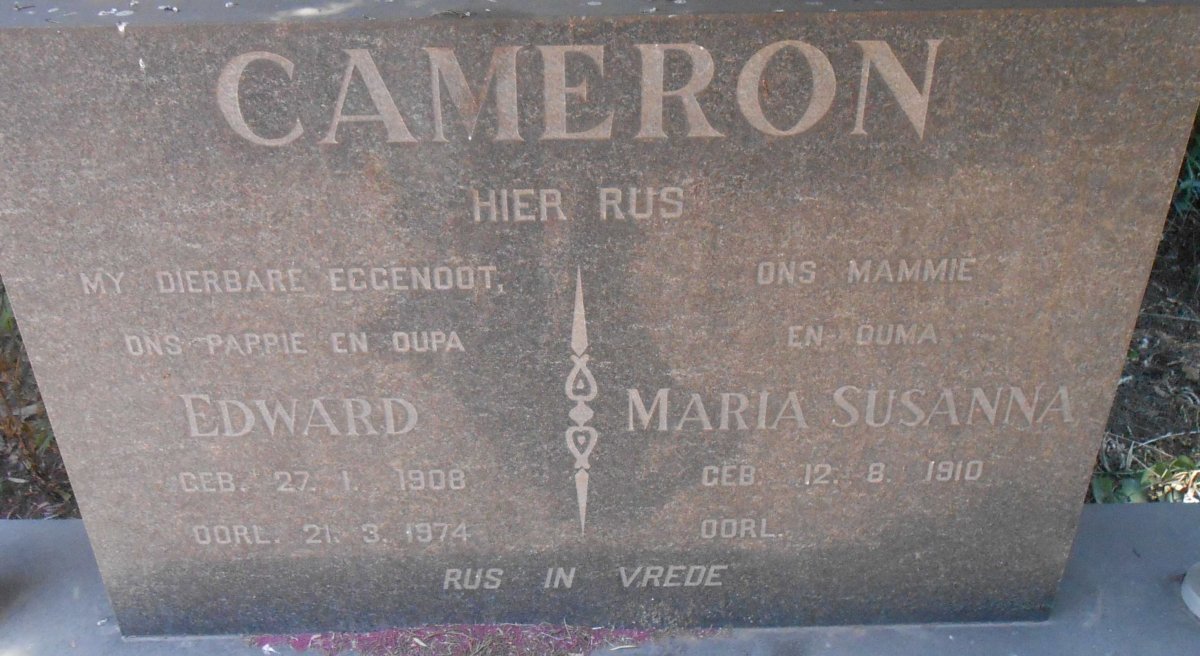 CAMERON Edward 1908-1974 &amp; Maria Susanna 1910-