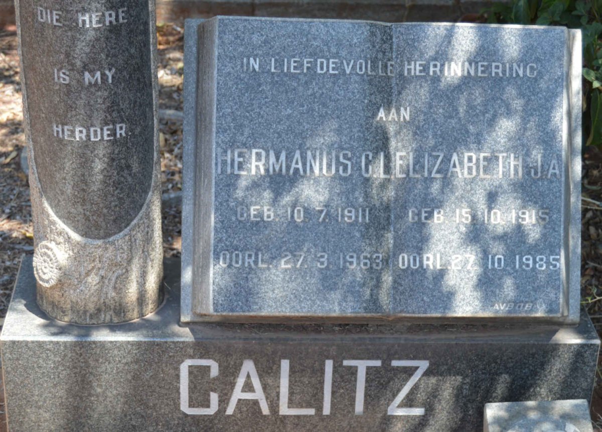 CALITZ Hermanus C.L. 1911-1963 &amp; Elizabeth J.A. 1915-1985