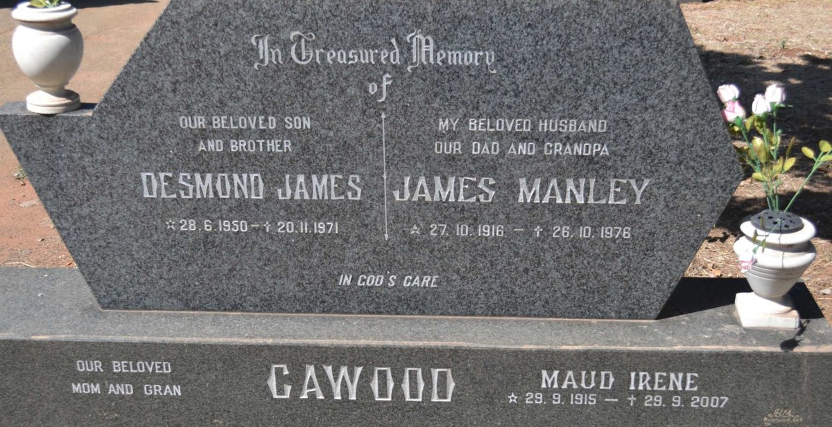 CAWOOD James Manley 1916-1976 &amp; Maud Irene 1915-2007 :: CAWOOD Desmond James 1950-1971