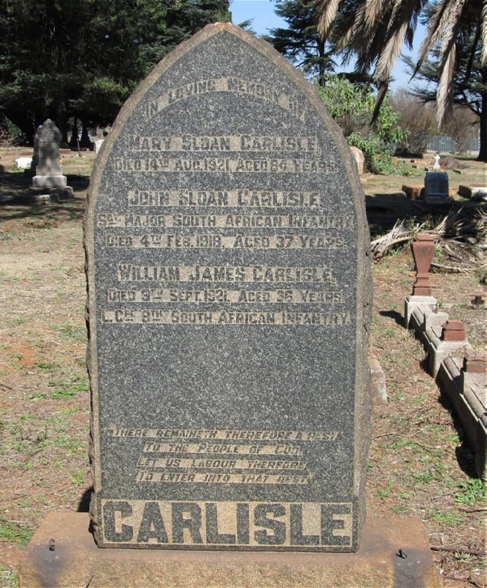 CARLISLE Mary Sloan -1918 :: CARLISLE John Sloan -1918 :: CARLISLE William James -1921