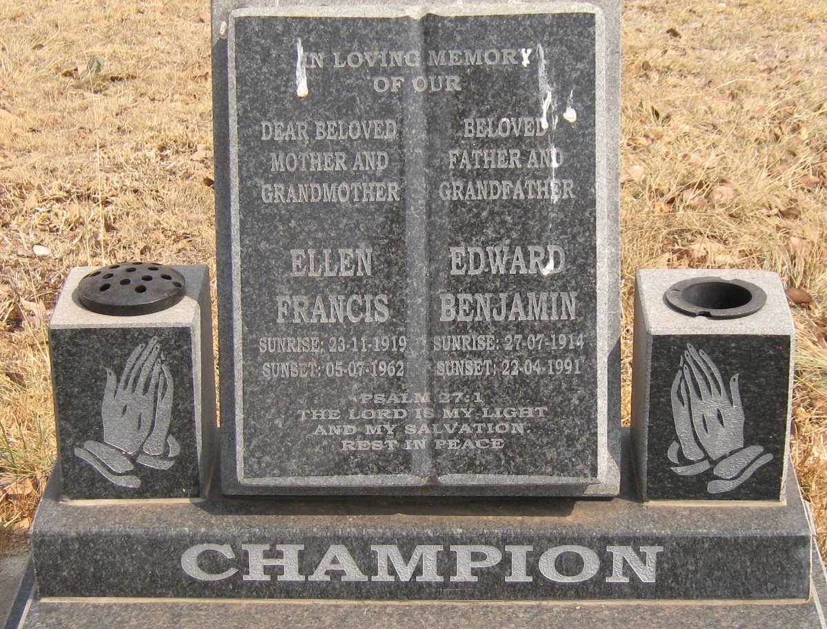 CHAMPION Edward Benjamin 1914-1991 &amp; Ellen Francis 1919-1962