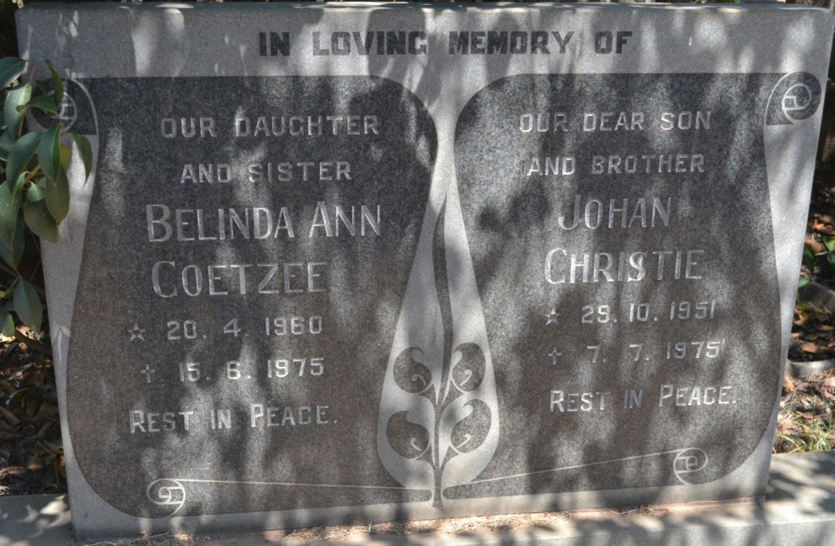 CHRISTIE Johan 1951-1975 :: COETZEE Belinda Ann 1960-1975