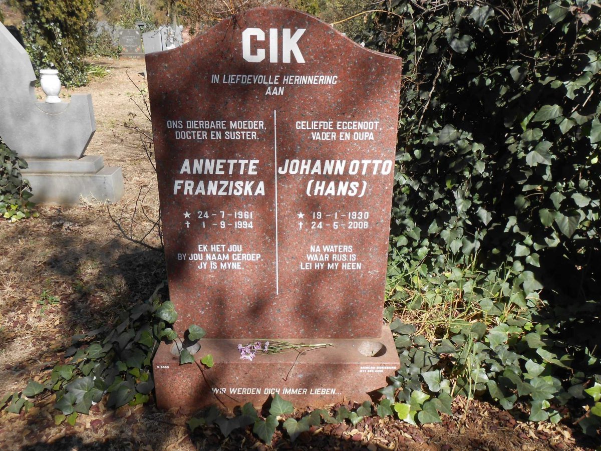 CIK Johann Otto 1930-2008 :: CIK Annette Franziska 1961-1994