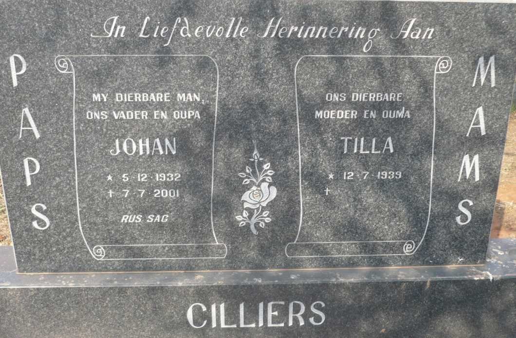 CILLIERS Johan 1932-2001 &amp; Tilla 1939-