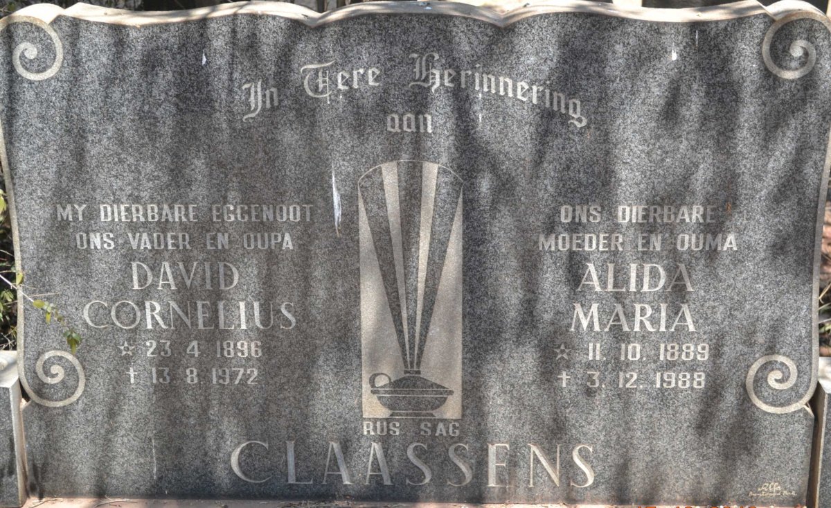 CLAASSENS David Cornelius 1896-1972 &amp; Alida Maria 1889-1988