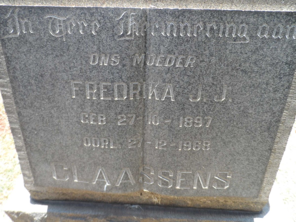 CLAASSENS Fredrika J.J. 1897-1968