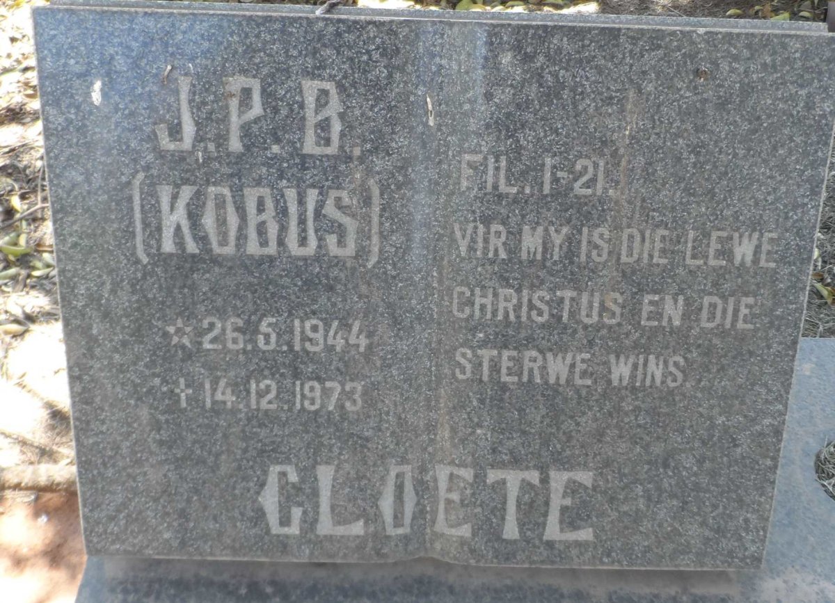 CLOETE J.P.B. 1944-1973