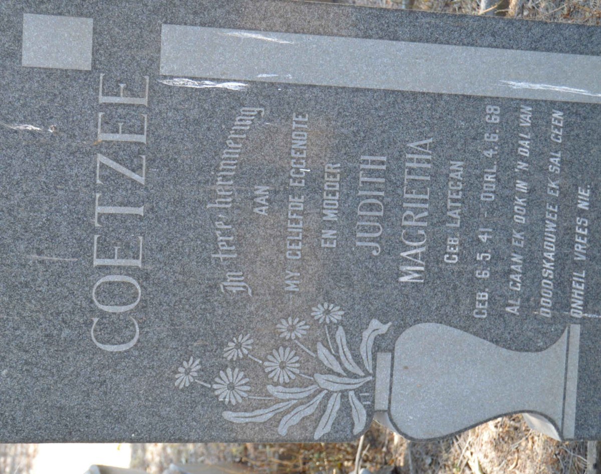COETZEE Judith Magrietha nee LATEGAN 1941-1968