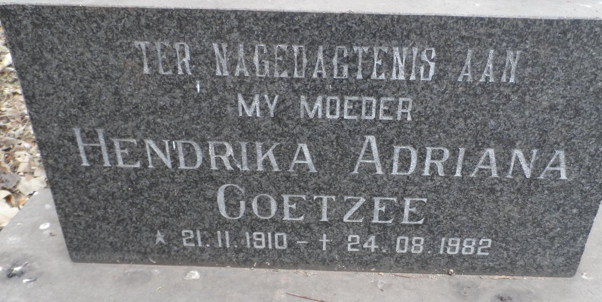 COETZEE Hendrika Adriana 1910-1982