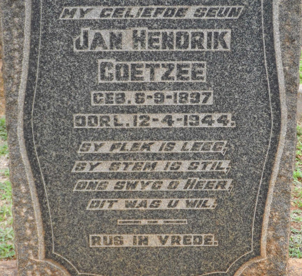 COETZEE Jan Hendrik 1897-1944