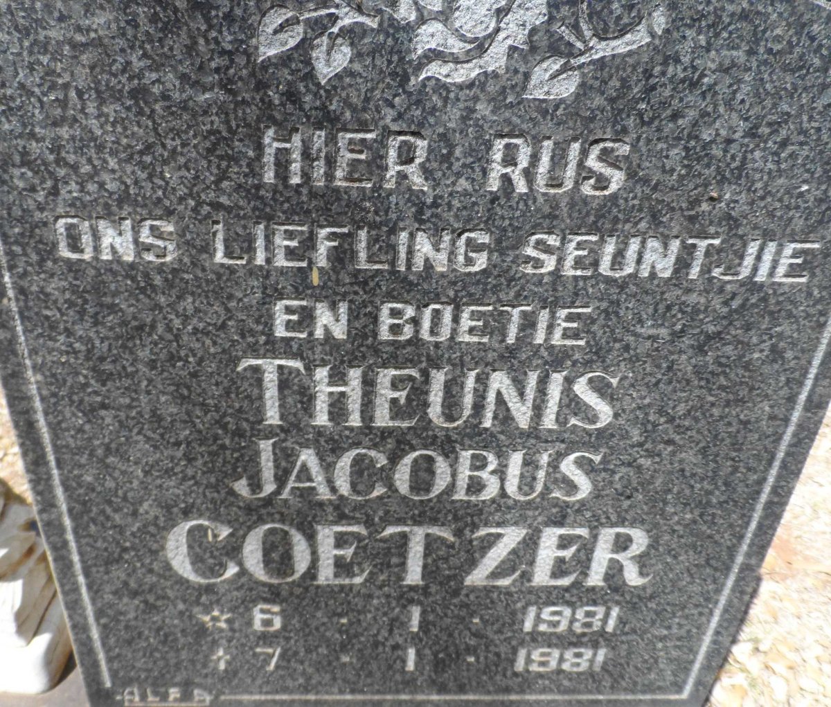 COETZER Theunis Jacobus 1981-1981