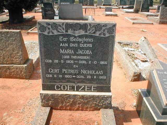 COETZEE Gert Petrus Nicholaas 1903-1952 &amp; Maria Jacoba THEUNISSEN 1906-1965