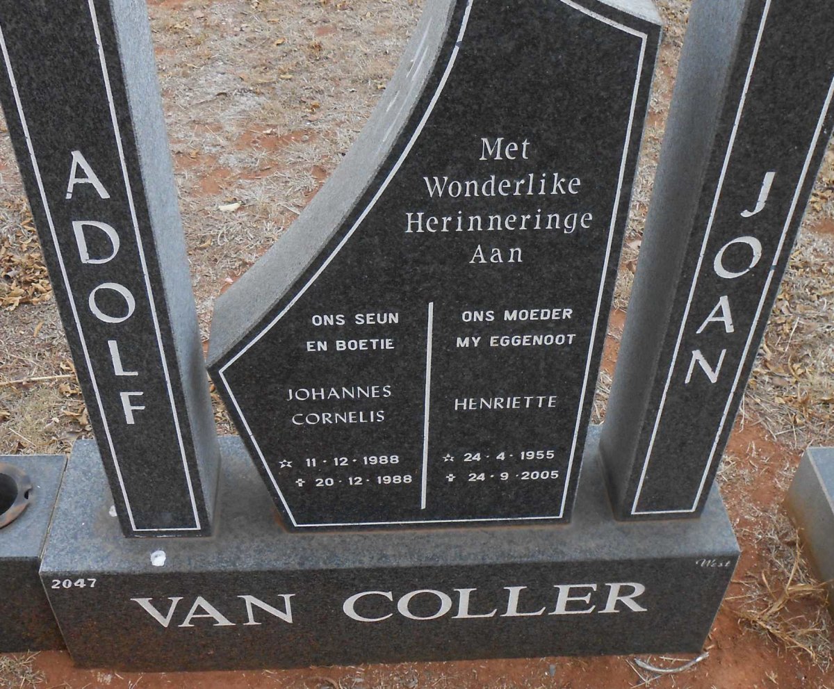 COLLER Henriette, van 1955-2005 :: VAN COLLER Johannes Cornelis 1988-1988