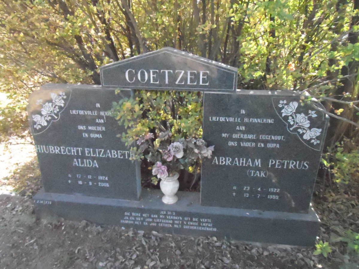 COETZEE Abraham Petrus 1922-1999 &amp; Hiubrecht Elizabeth Alida 1924-2005