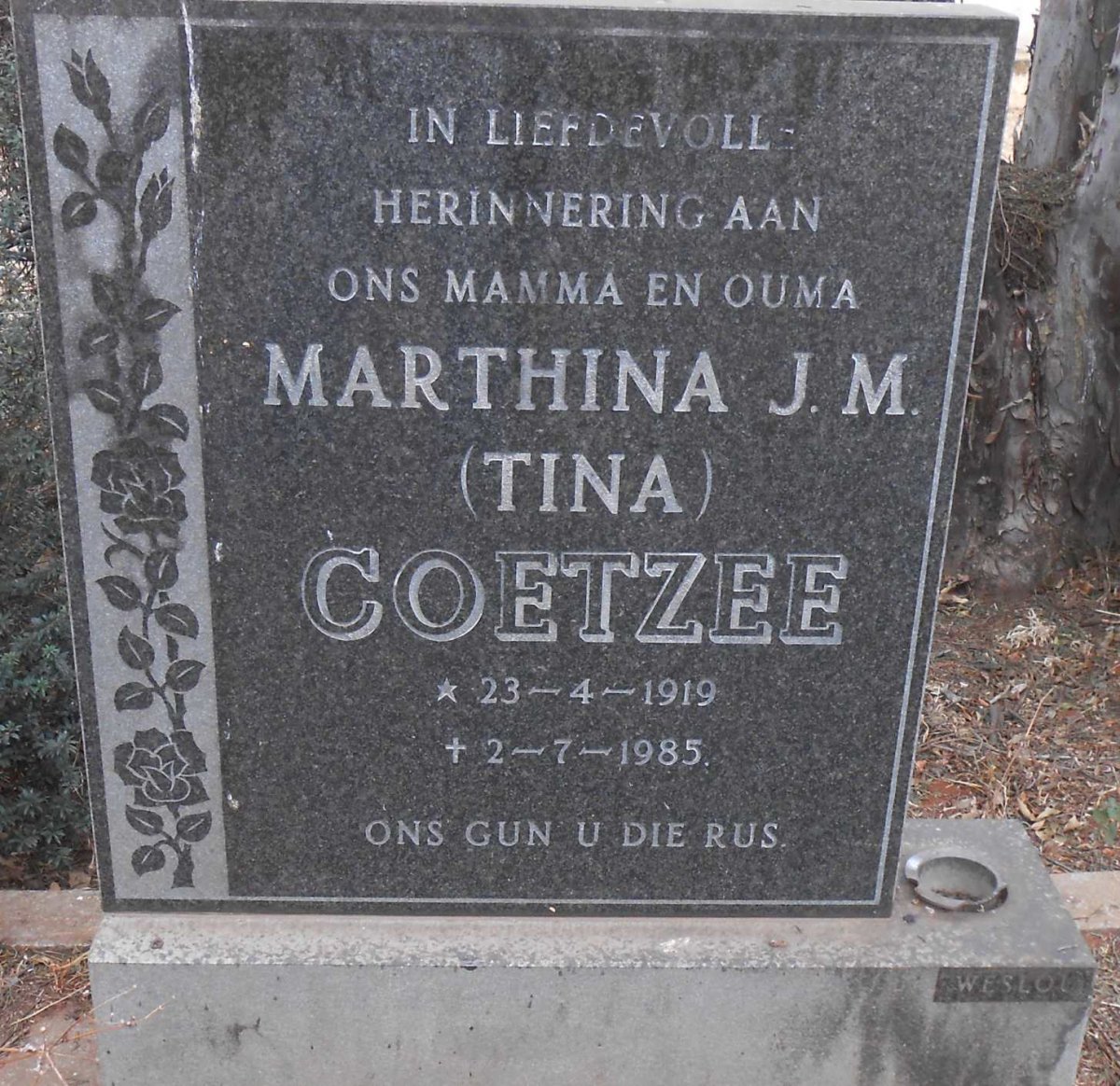 COETZEE Marthina J.M. 1919-1985