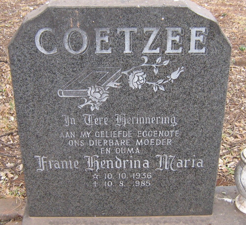COETZEE Franie Hendrina Maria 1936-1985