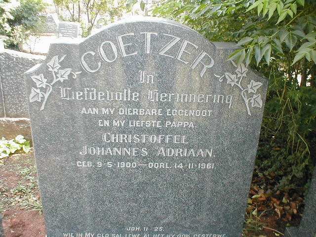 COETZER Christoffel Johannes Adriaan 1900-1961