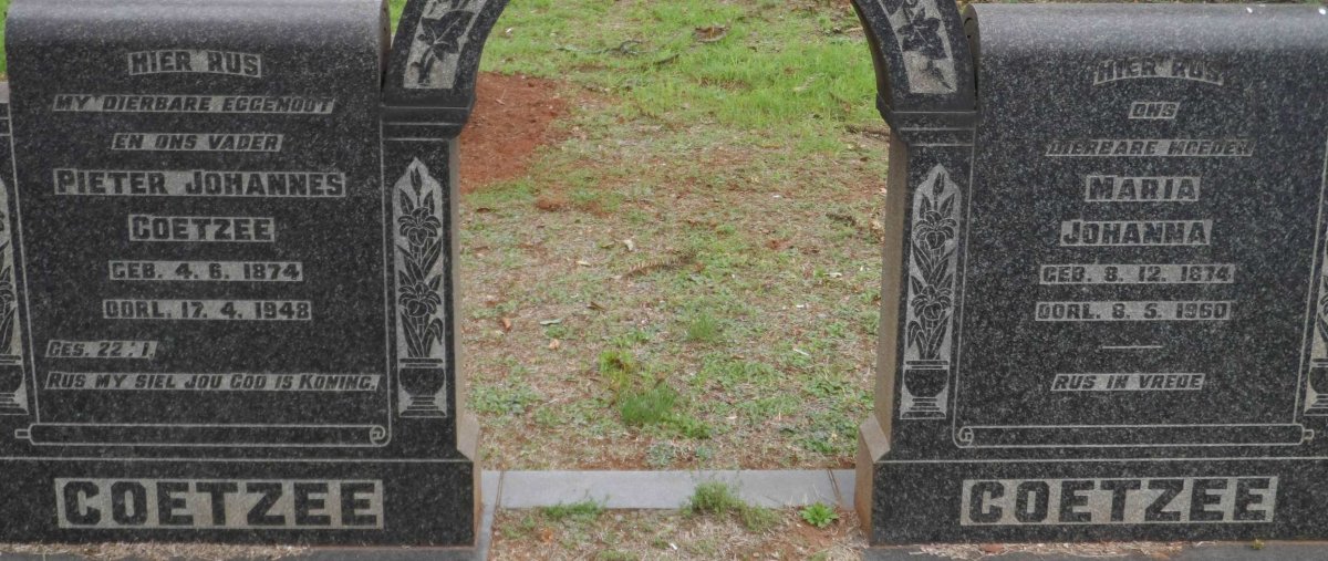 COETZEE Pieter Johannes 1874-1948 &amp; Maria Johanna 1874-1960