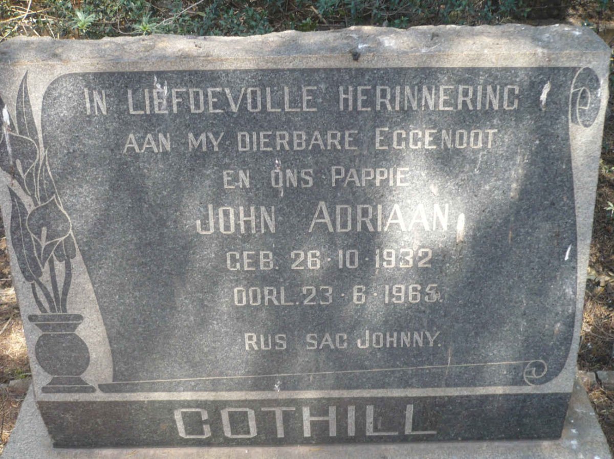 COTHILL John Adriaan 1932-1965