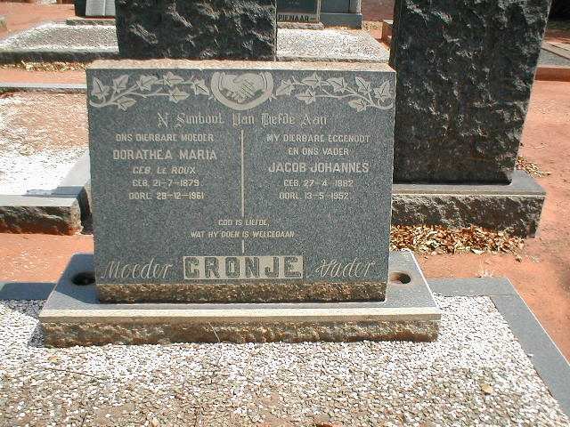 CRONJE Jacob Johannes 1882-1952 &amp; Dorathea Maria LE ROUX 1879-1961