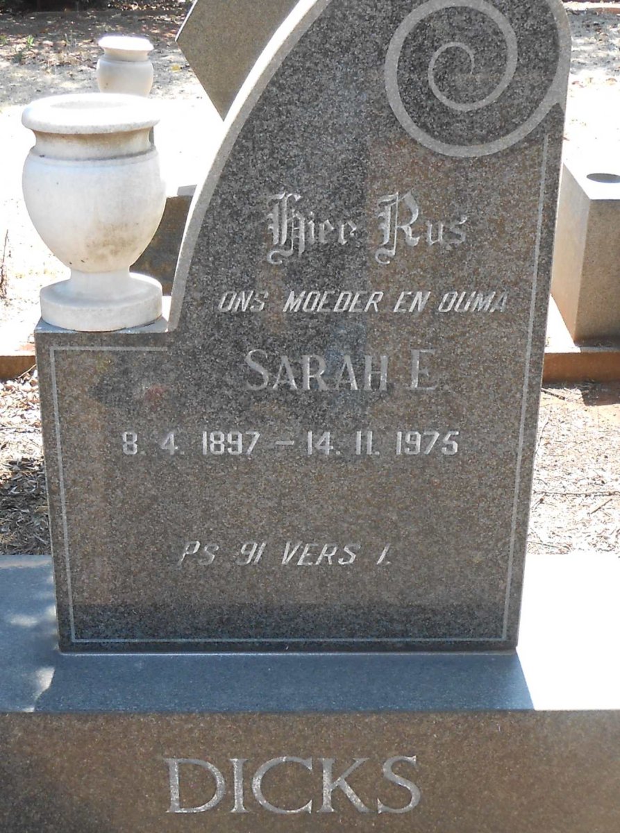 DICKS Sara E. 1897-1975