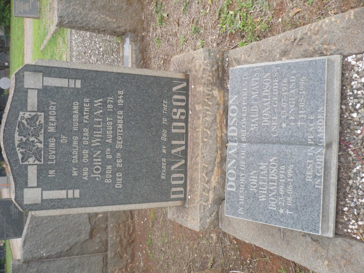 DONALDSON John William 1871-1948 :: DONALDSON John William 1916-1996 &amp; Maud GEDDES 1916-1996